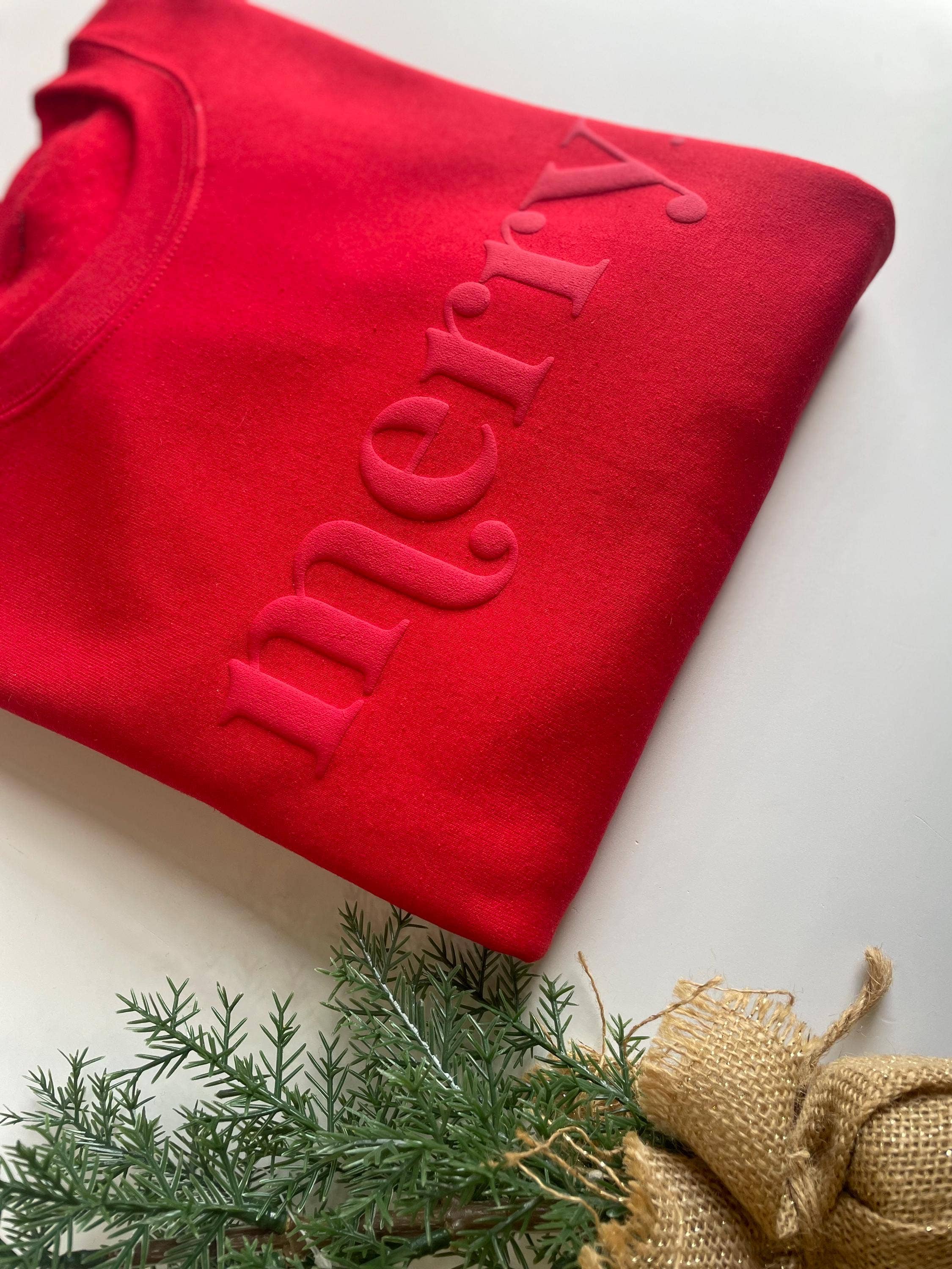 Up2ournecksinfabric - Wholesale Sweatshirt - Women's - Retro Embossed Merry Sweatshirt - Womens Holiday Sweatshirt5