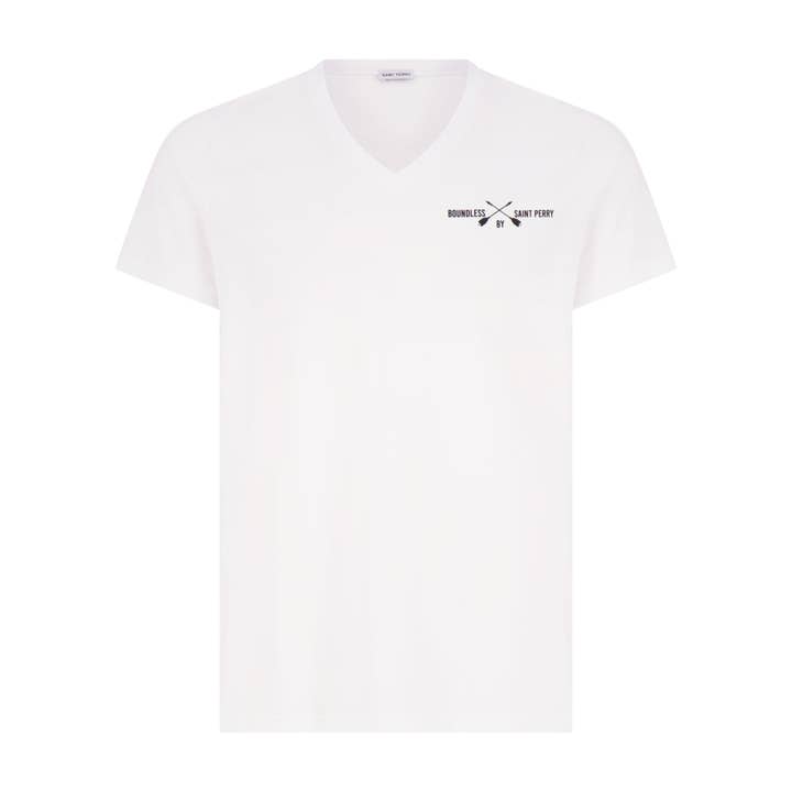 Men's V-Neck White T-Shirt for wholesale by SAINT PERRY