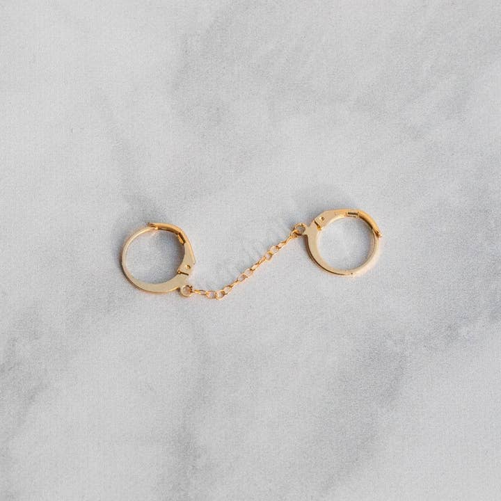 Double Piercing Chain Hoop Earrings for wholesale by A Worthy Brand