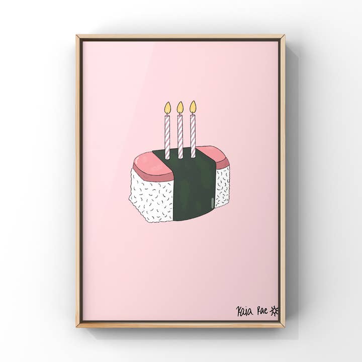 Musubi Birthday Art Print for wholesale by Surf Cowboy
