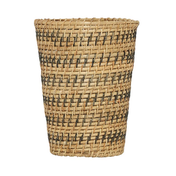 Amara - Wholesale Basket - Handmade 11" Round Rattan Striped Basket0