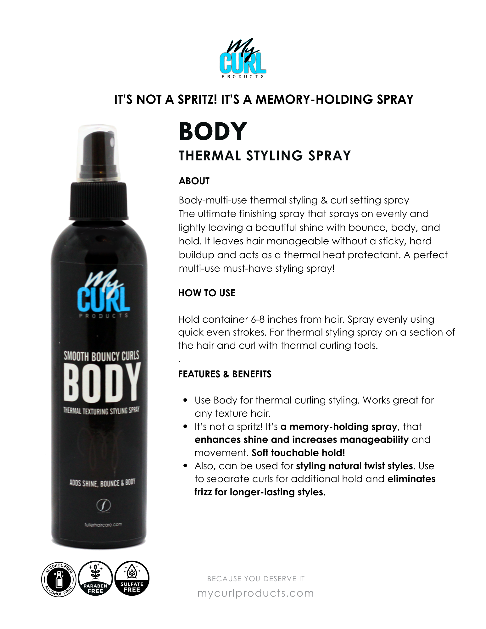 My Curl products - Wholesale Hair Styling Gel/Mousse - BODY THERMAL TEXTURING STYLING SPRAY1