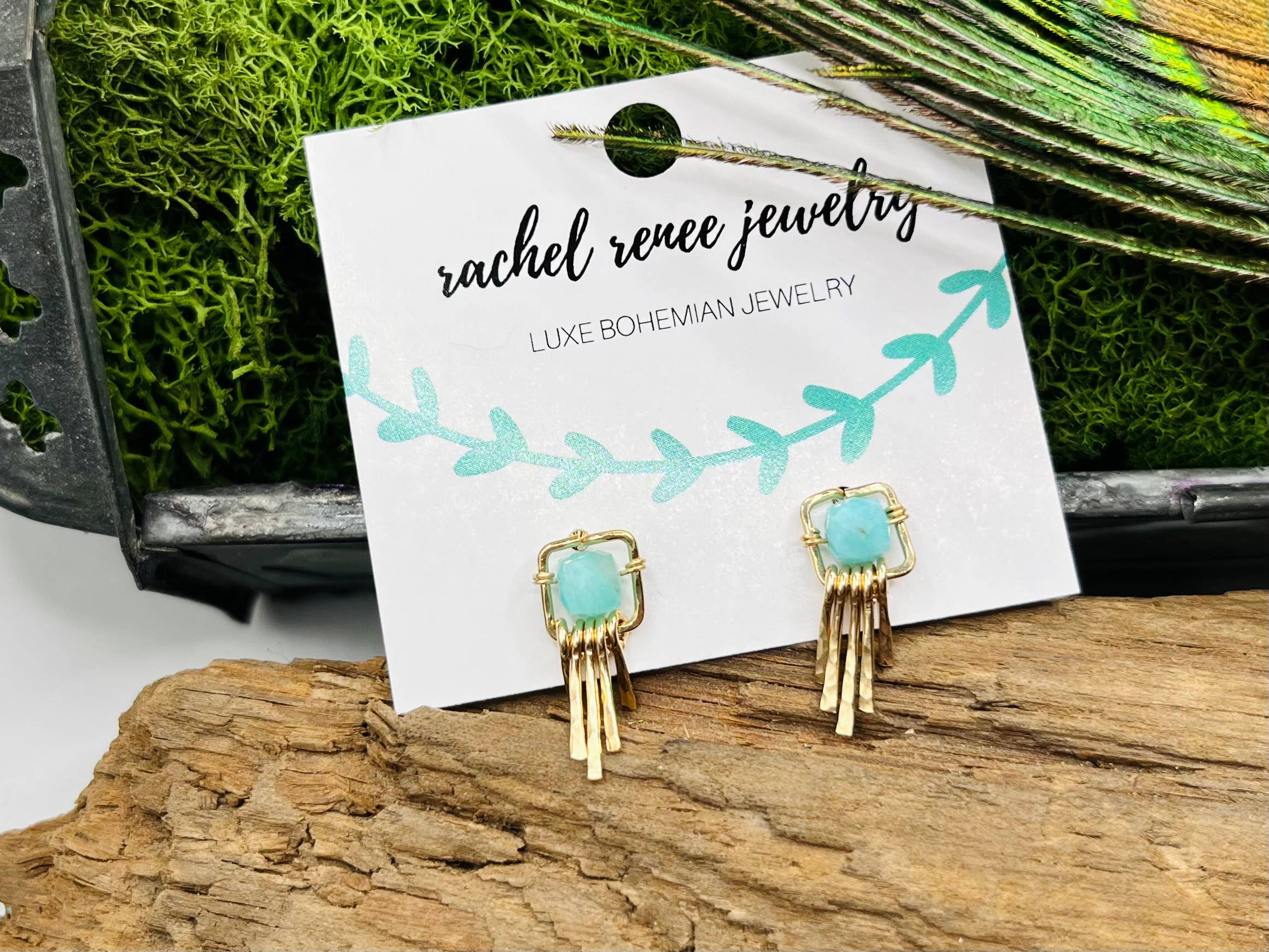 Rachel Renee Jewelry - Wholesale Dangle Earrings - GRETA Dainty Fringe Gemstone Studs - More Colors Available5