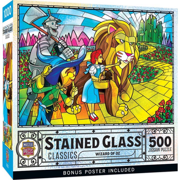 Stained Glass - Wizard of Oz 500 Piece Jigsaw Puzzle for wholesale by Masterpieces Puzzles