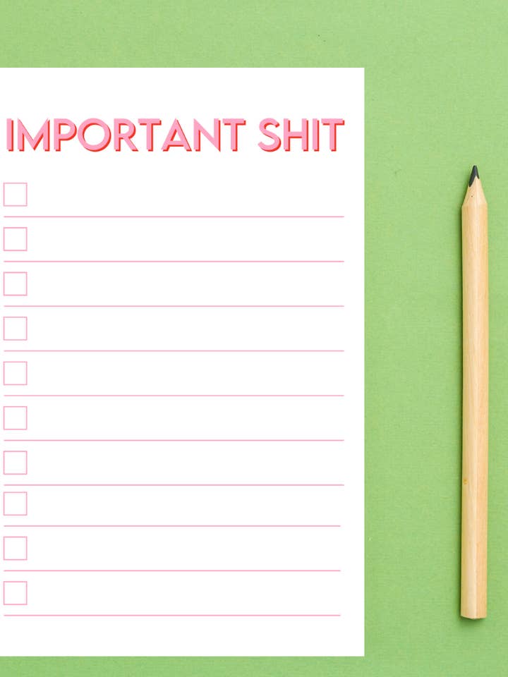 Belangrijk Sh*t Notepad voor wholesale door Grace Ann Designs