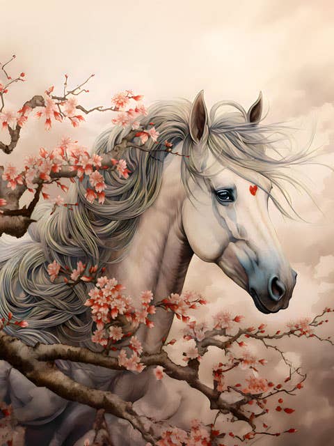 Cherry Blossom Mare Art Print for wholesale by Mowbi