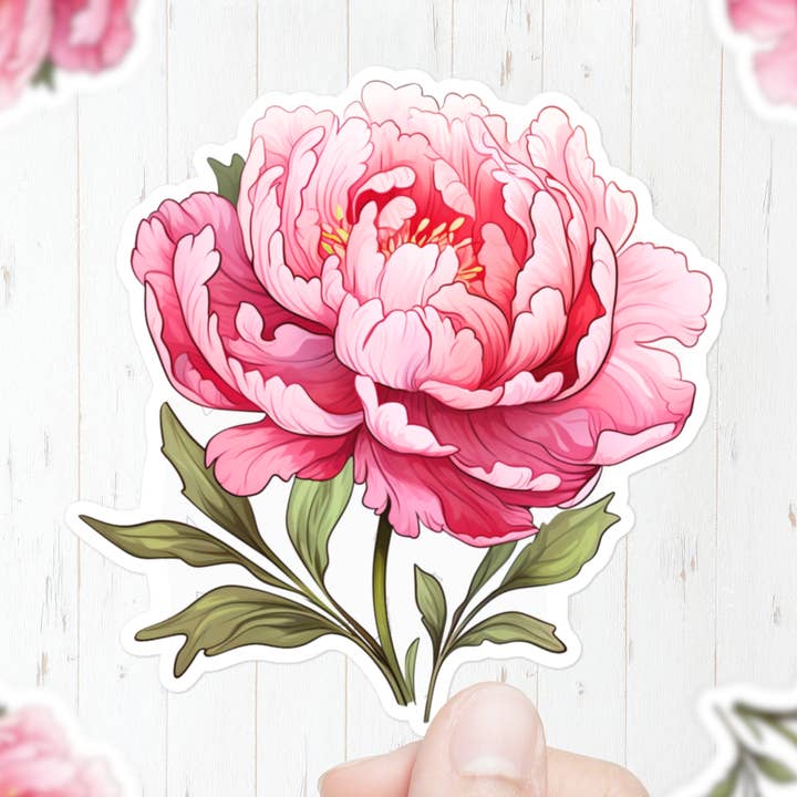 Autocollant fleur de pivoine rose pour la vente par Mystical Clarity