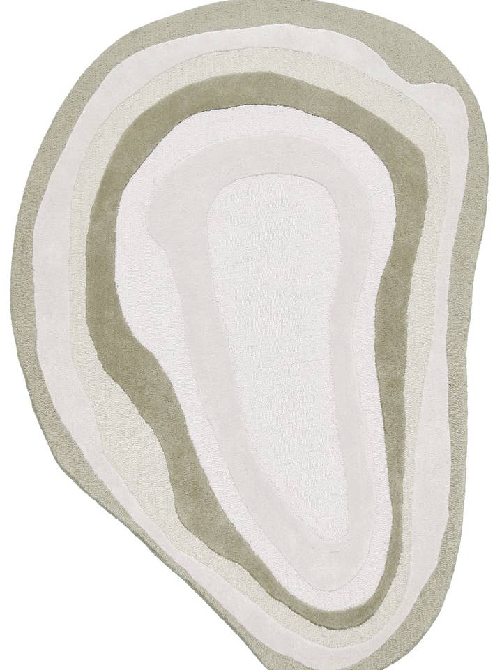 Modern Layered Pattern Ivory Hand Tufted 5x7 Wool Rug for wholesale by The Rug Decor, Inc.