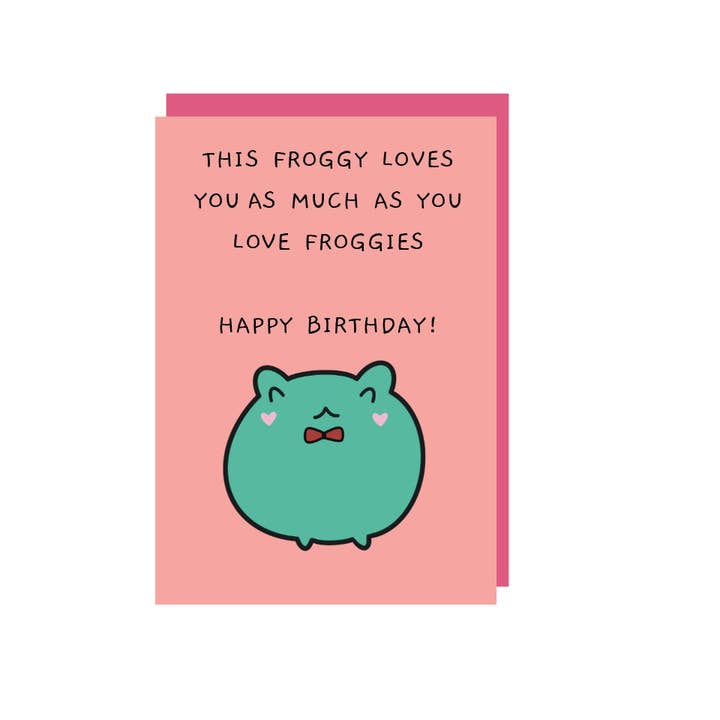This Froggie Loves You Birthday Card for wholesale by Fluffmallow (Custom duties for USA are pre-paid by us)
