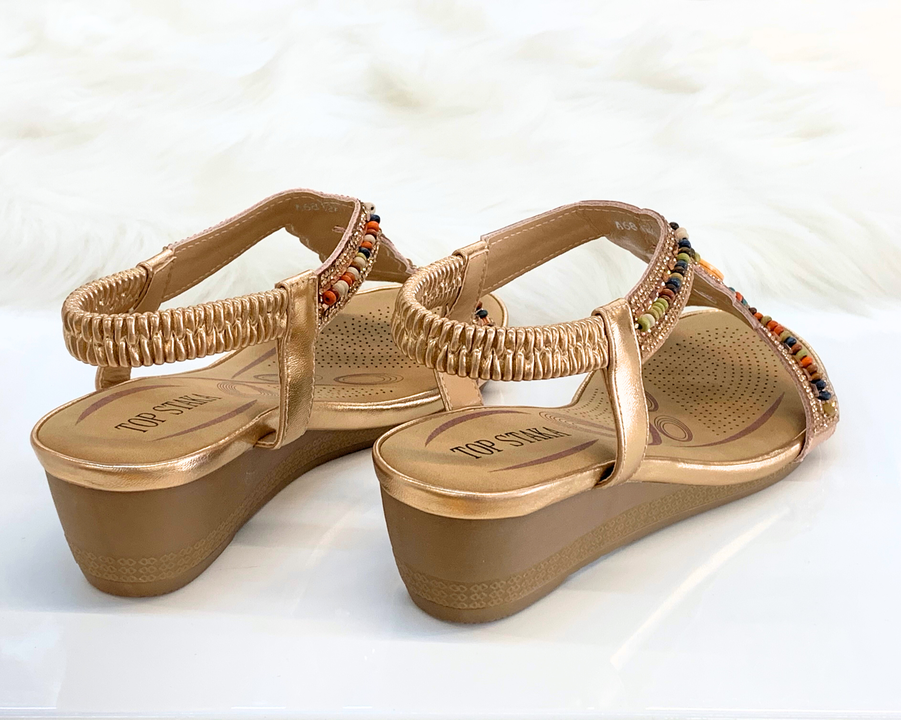 Top Staka – Großhandel Sandalen – Damen – Top Staka Damen Sandalen mit Perlen, elastisch, Slingback, flach1