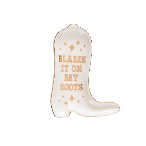 White Gold Blame It On My Roots Ceramic Trinket Tray for wholesale on Faire1