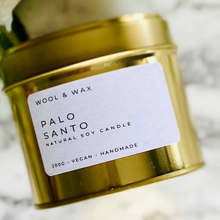 White Label Luxury Gold Travel Tin Soy Candle for wholesale by Wool & Wax