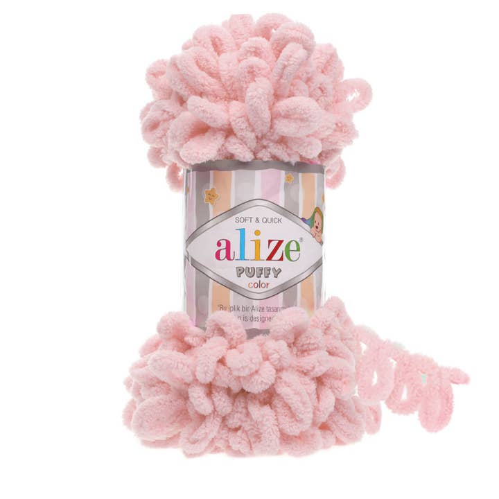 Alize Puffy Loop Yarn 5-Pack,Powder Pink 0.22 lb-100gr Each for wholesale by Dream Trimming Goods LLC
