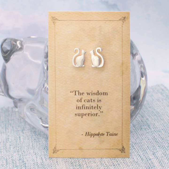 Literary Quotes Sitting Cat Post Earrings for wholesale by ZAD