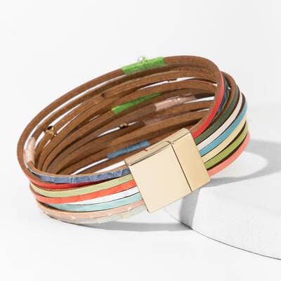 SAACHI - Wholesale Bangle Bracelet - Vibrant Leather Multi Strand Bracelet