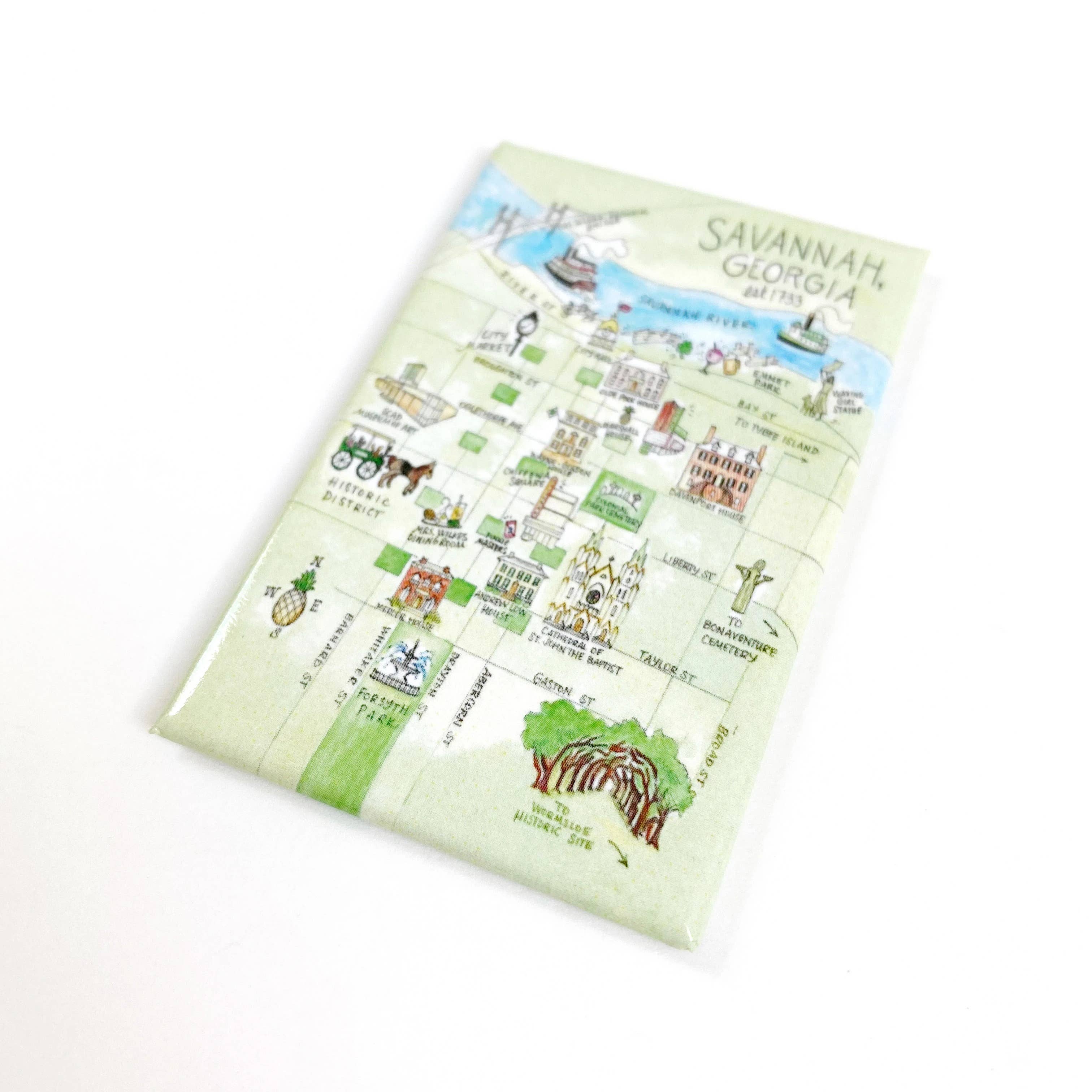 Natty Michelle Paperie – Großhandel Magnete – Savannah, Georgia Aquarellkarte Magnet1