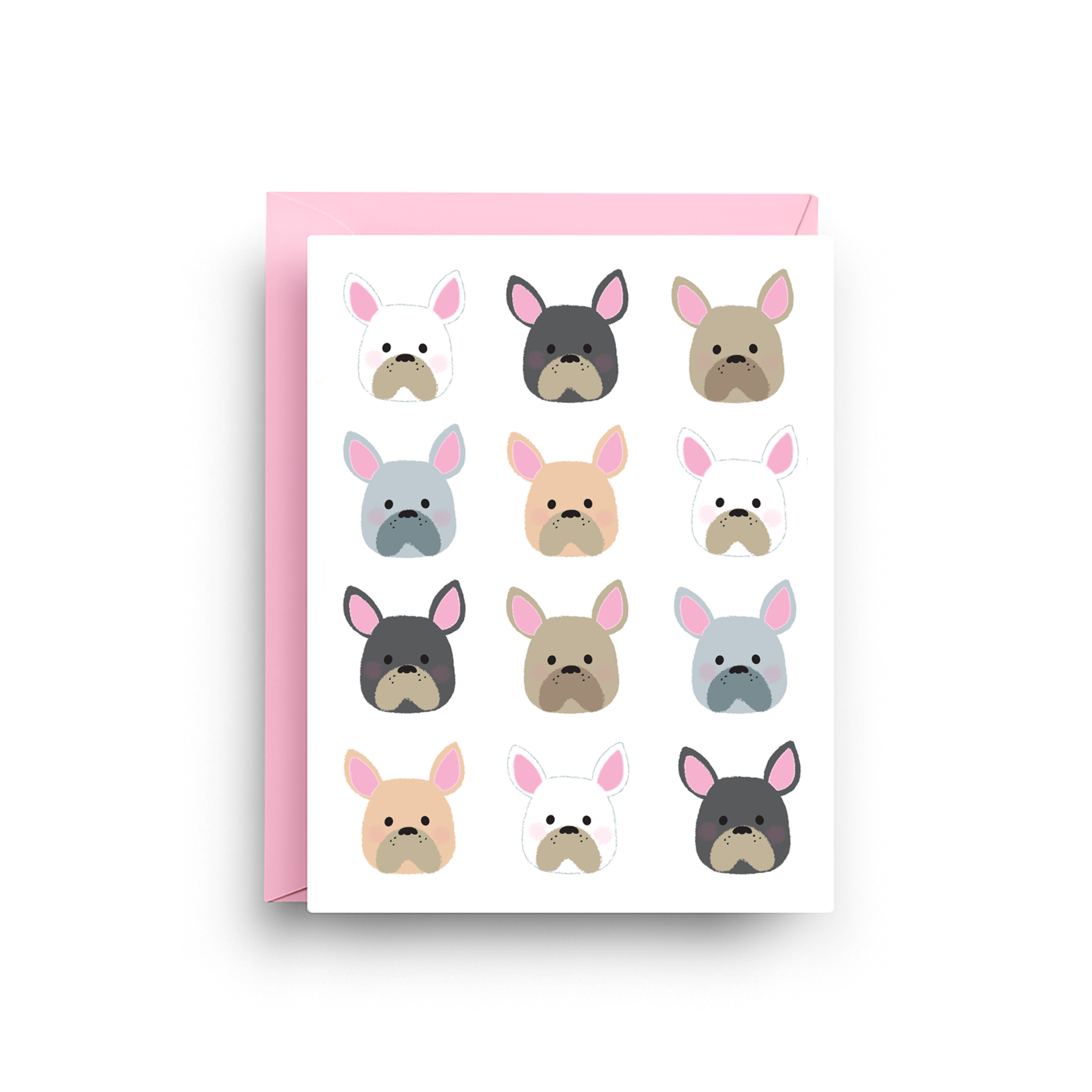 Nicole Marie Paperie – wholesale Kontorsmateriel/Notecard Set – Frenchies i mängder! Anteckningskort1