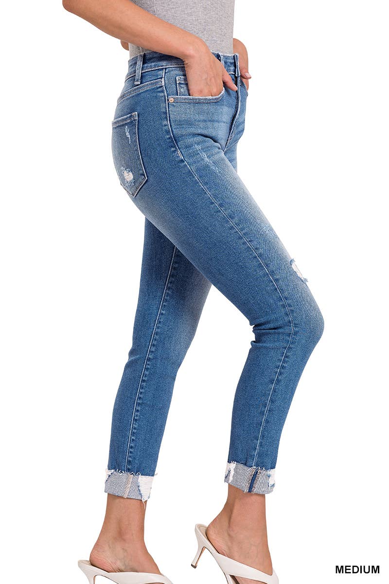 MEDIUM  ....42POPS DISTRESSED CUFFED SKINNY JEANS for wholesale on Faire2