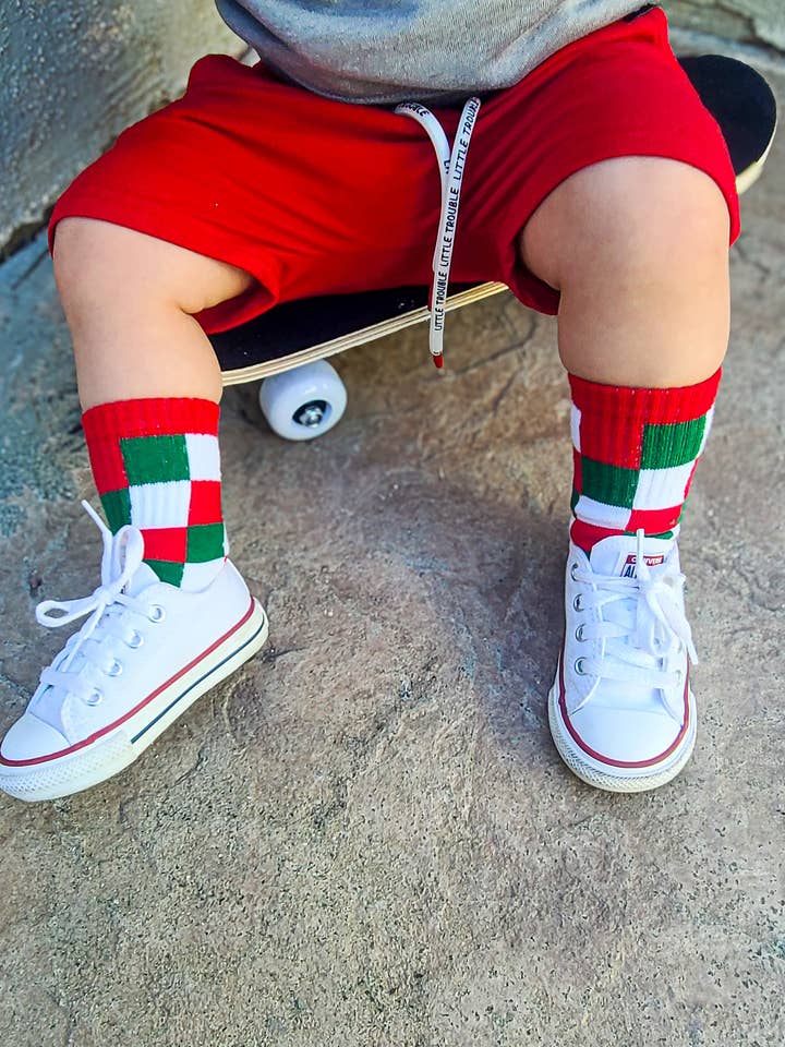 Quadro rosso e verde per la vendita all'ingrosso da parte di Kickin it up Socks