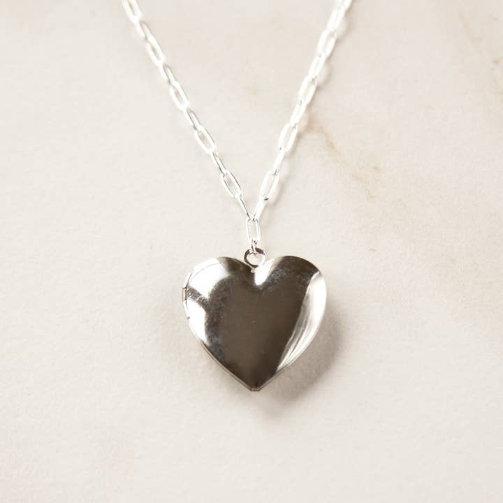 Stowaway Jewelry - Wholesale Locket Necklace - Large Silver Heart Locket Necklace