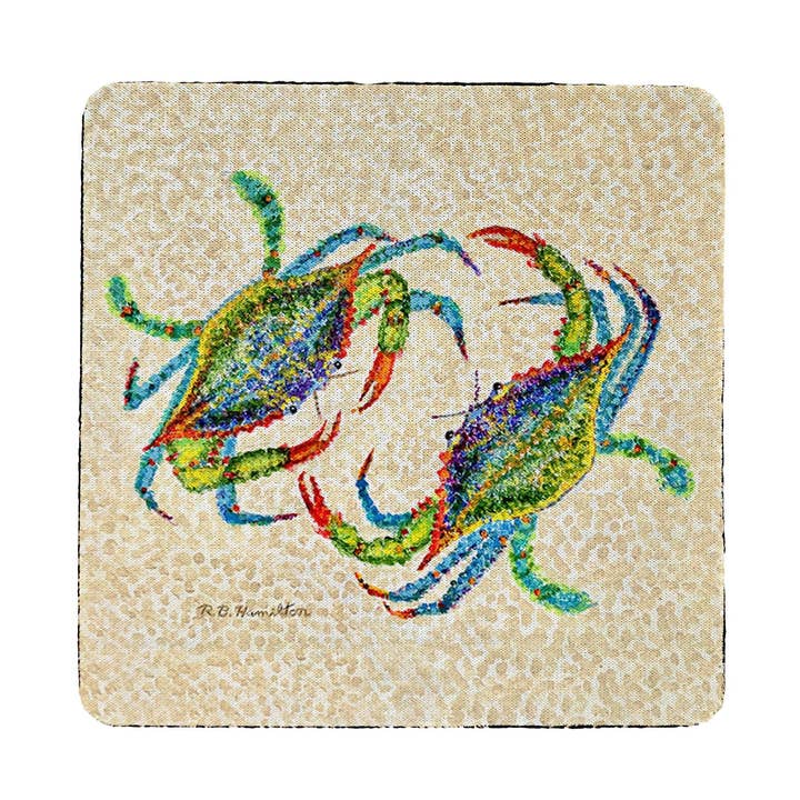 Set di 4 sottobicchieri Crab Dance per la vendita all'ingrosso da parte di Betsy Drake Interiors