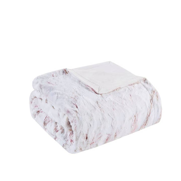 Olliix - Wholesale Throw Blanket - Faux Fur Oversized 60x70" Marble Throw Blanket, Blush