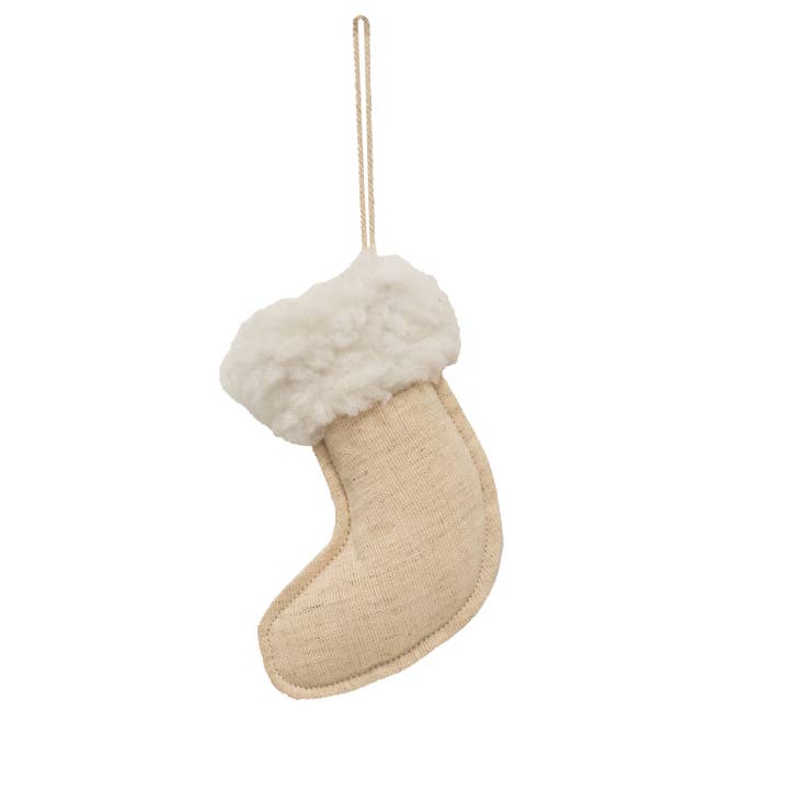 Col House Designs – wholesale Prydnad – Nautral julstrumpa tygprydnad