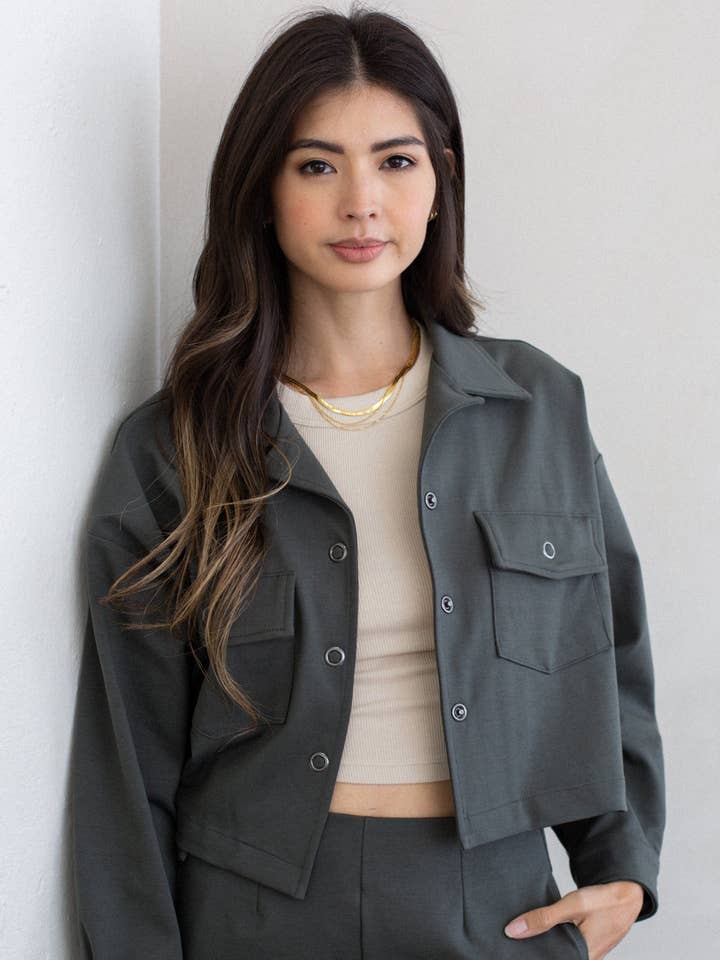 Cropped Worker's Jacket for wholesale by glee + co