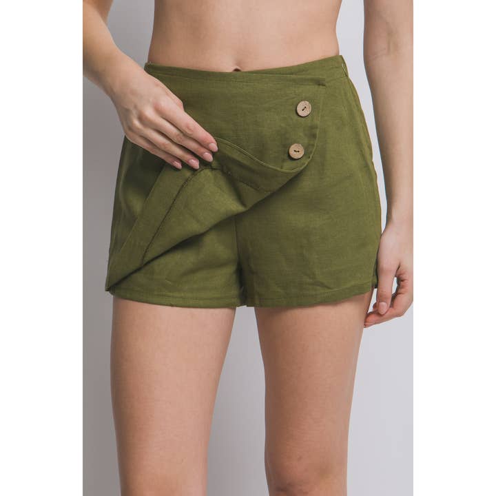ITSSY - Venta al por mayor Falda pantalón - Mujer - Minifalda de lino con botones laterales16
