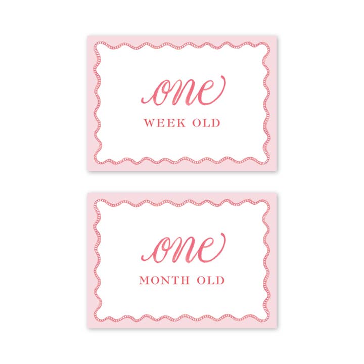 Dogwood Hill - Wholesale Baby card - Pink Scallop Milestone Cards1
