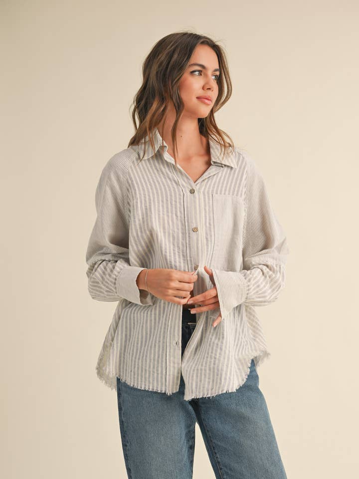 T4017 MULTI STRIPE PATTERN BUTTONDOWN SHIRTS for wholesale on Faire