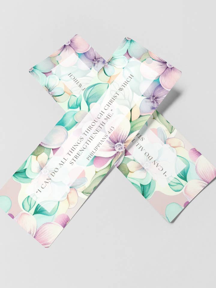 Marque-page verset biblique laminé à motifs floraux pastel (Copie) pour la vente par Prickly Petal Boutique