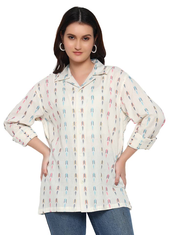 Camisa Unissexo de Manga Comprida com Gola Cubana da ColourJoyLondon por atacado de Colourjoylondon