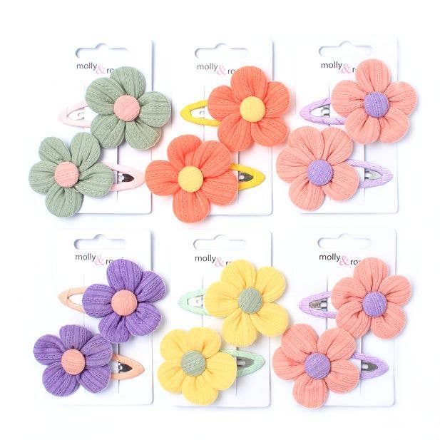 Inca UK - Wholesale Hair Clip - Kids - Card of 2 Fabric Flower Sleepies 5cm