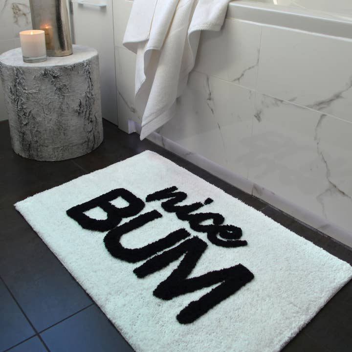 Allure Bath Fashions - Wholesale Bath Mat - Nice Bum Slogan Bath Mat - Non Slip Super Soft Bathroom Rug