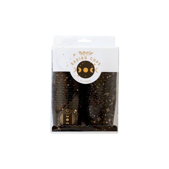 My Mind’s Eye - Wholesale Cupcake/Muffin Liner - Gold Foil Black Magic Cupcake Liners, 50 Cups