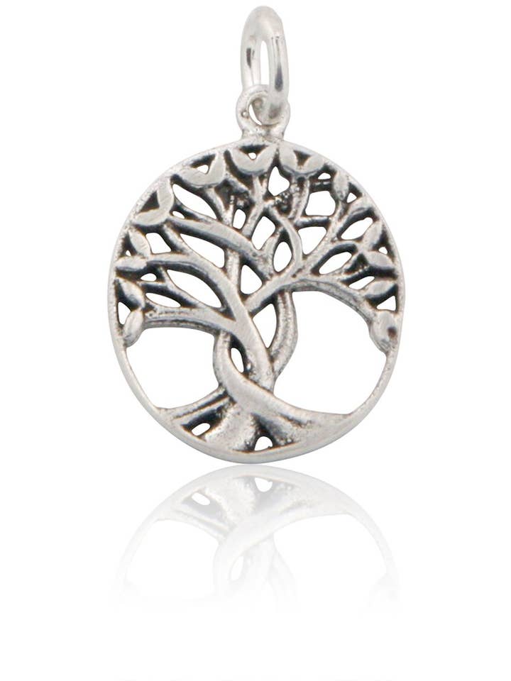 Ciondolo piccolo albero della vita in argento Sterling con radice attorcigliata per la vendita all'ingrosso da parte di Culture Spot