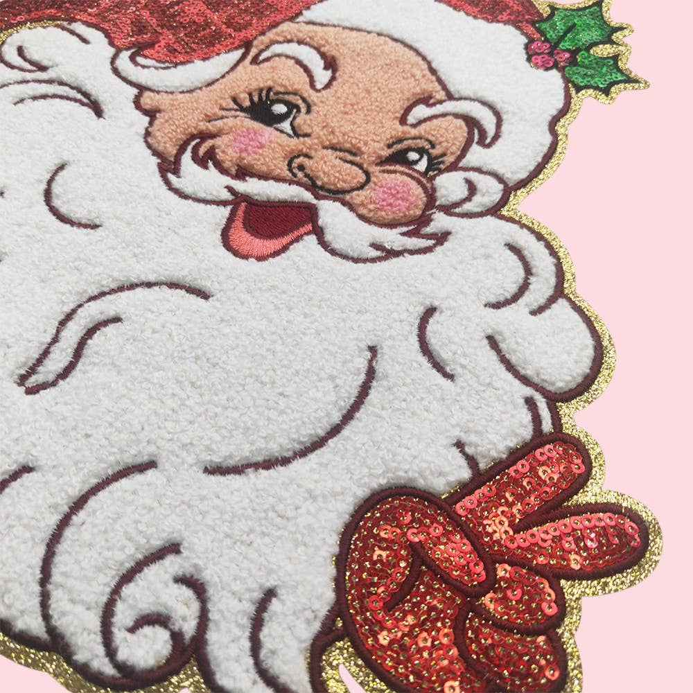 Rosie Posie Patches - Wholesale Patch - Santa Peace Sign Sequin Iron On Patch3