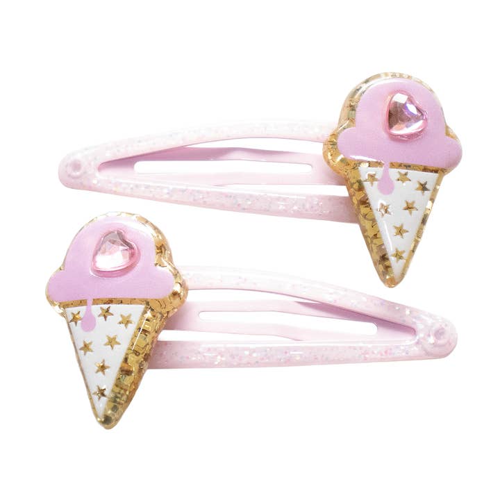 Duo Hair Clips for Children - Sparkle Collection Little Ice Creams for wholesale by Yuko B