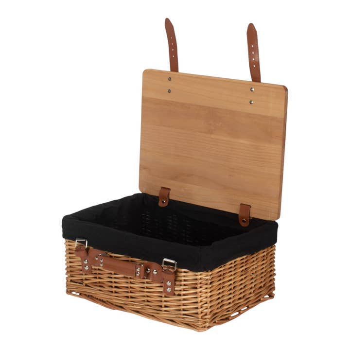 Dubbel Gestoomde Zwart Gestreepte Wilgen Lege Picknickmand met Dennenhouten Deksel voor wholesale door Red Hamper