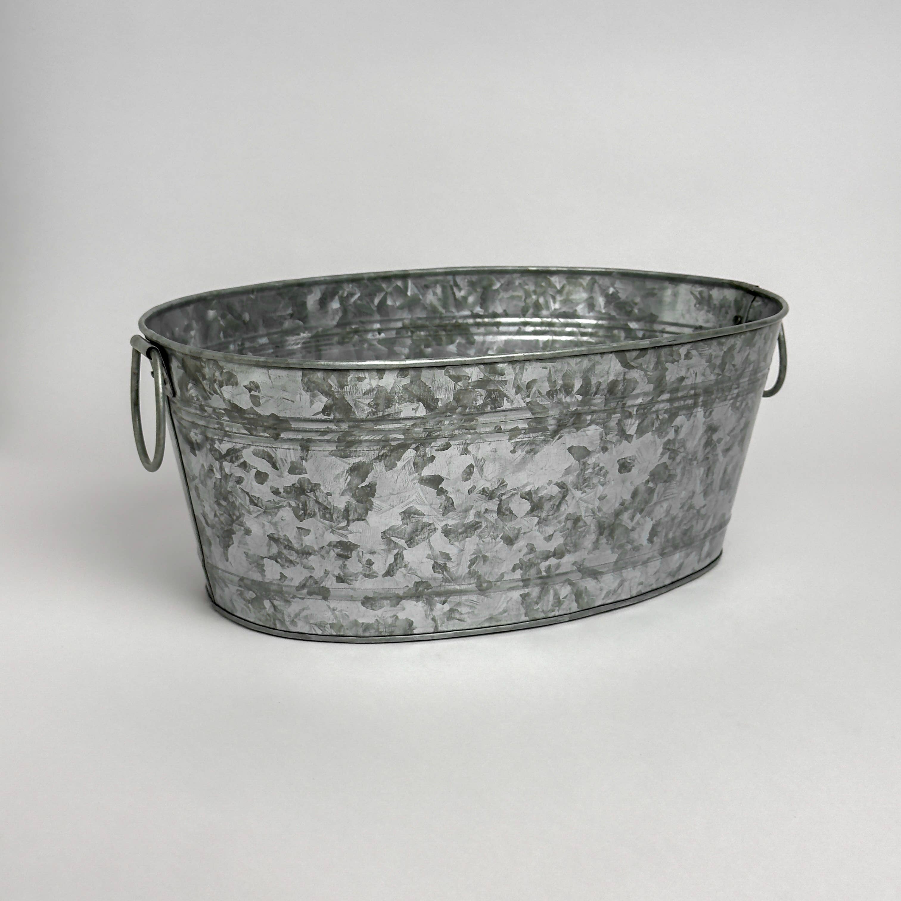 India Handicrafts Inc – wholesale Ishink – Galvaniserad oval liten balja – 40,6 cm x 25,4 cm x 16,5 cm3