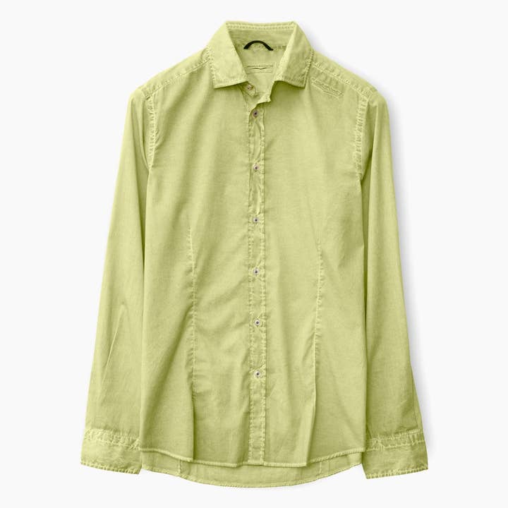 Camisa de popelina elástica Slim Fit - Kiwi por atacado de Ploumanac’h
