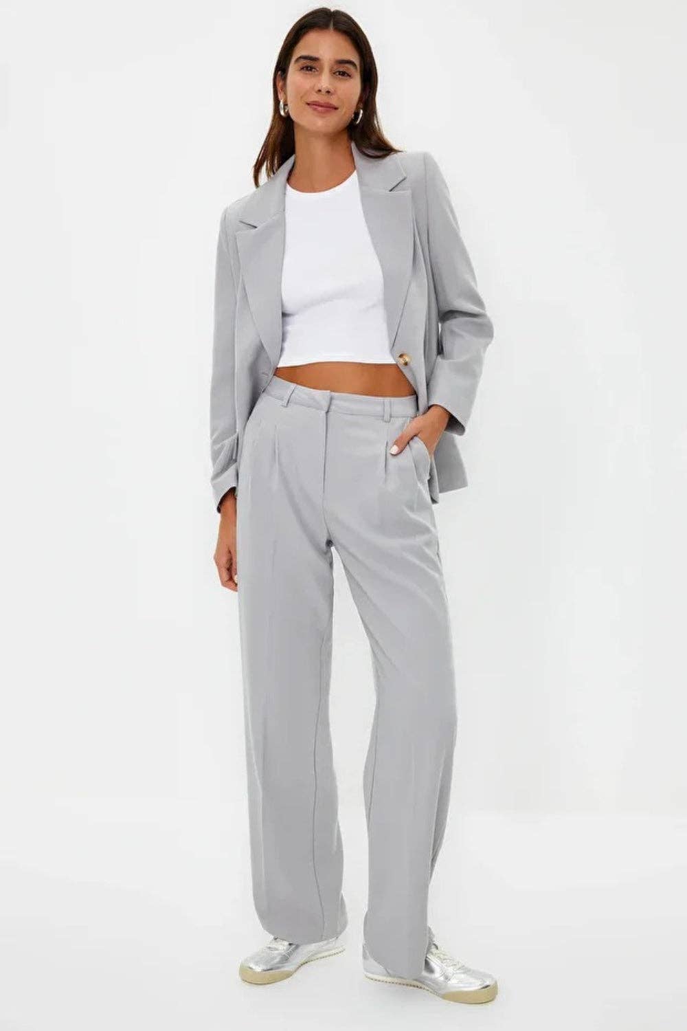 Hoxton Gal - Wholesale Broek - Dames - Recht gesneden geplooide geweven broek10