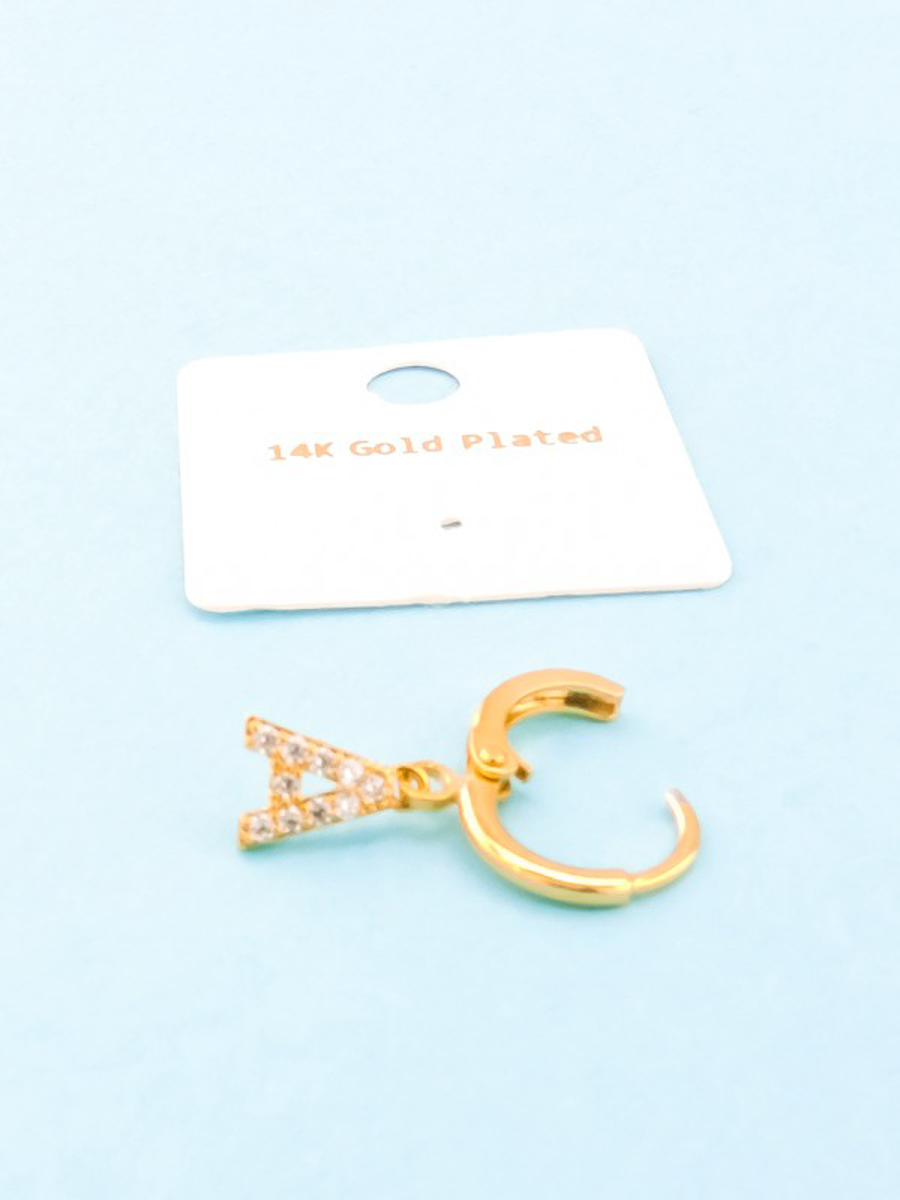 Gold Pave Drop 14k Initial Earrings for wholesale on Faire8