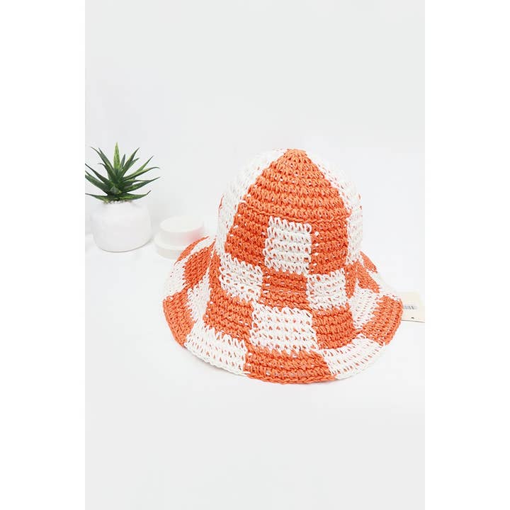 Love and Repeat - Wholesale Bucket Hat - Women's - Crochet Checker Bucket Hat2
