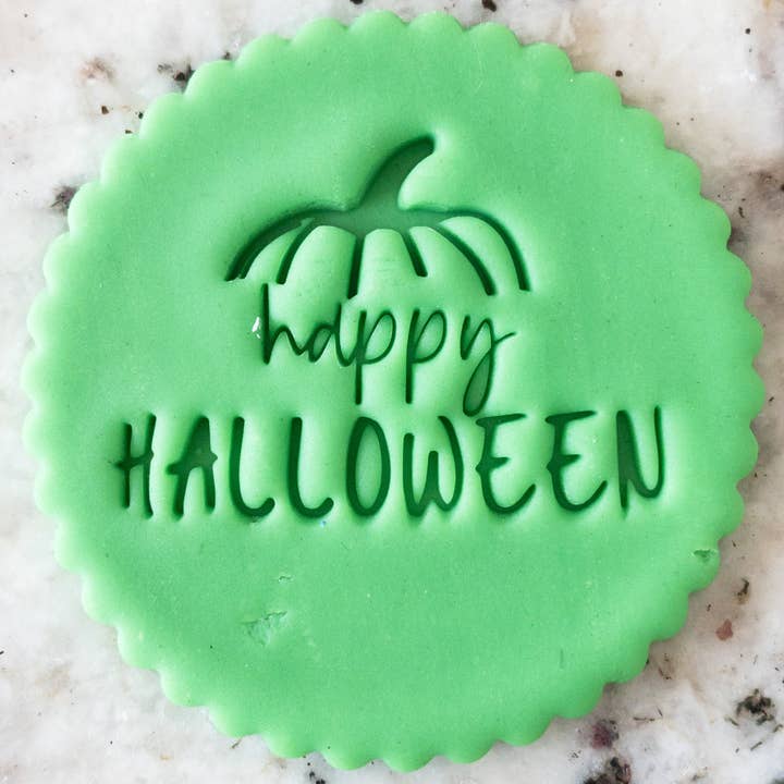 Happy Halloween with Pumpkin Cookie Biscuit Stamp for wholesale by Cut Bake Stamp