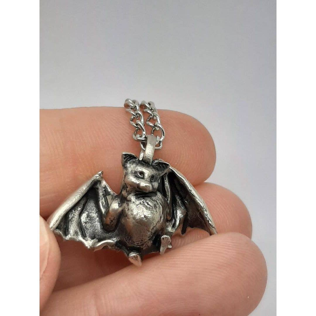 The Sparkling Pebble - Wholesale Pendant/Charm Necklace - Bat Pendant in Pewter