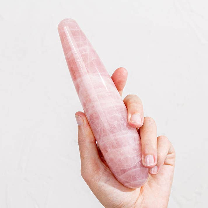 The Rosie - Rose Quartz Crystal Dildo for wholesale by Yoni Pleasure Palace