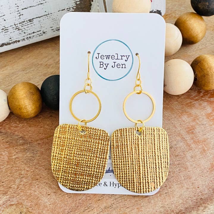 Jewelry By Jen - Wholesale Dangle Earrings - Boho Dangle Earrings: Gold Saffiano