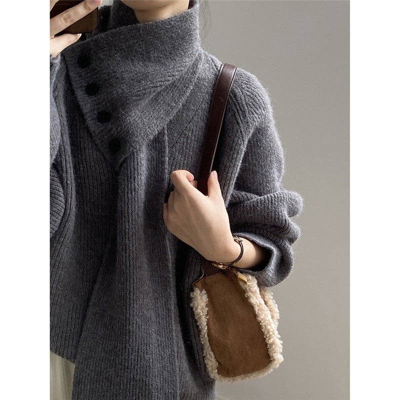 Plush Looks - Venta al por mayor Jersey de punto - Mujer - Jersey con cuello alto desmontable1